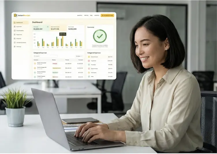 Woman relaxed with organized system
